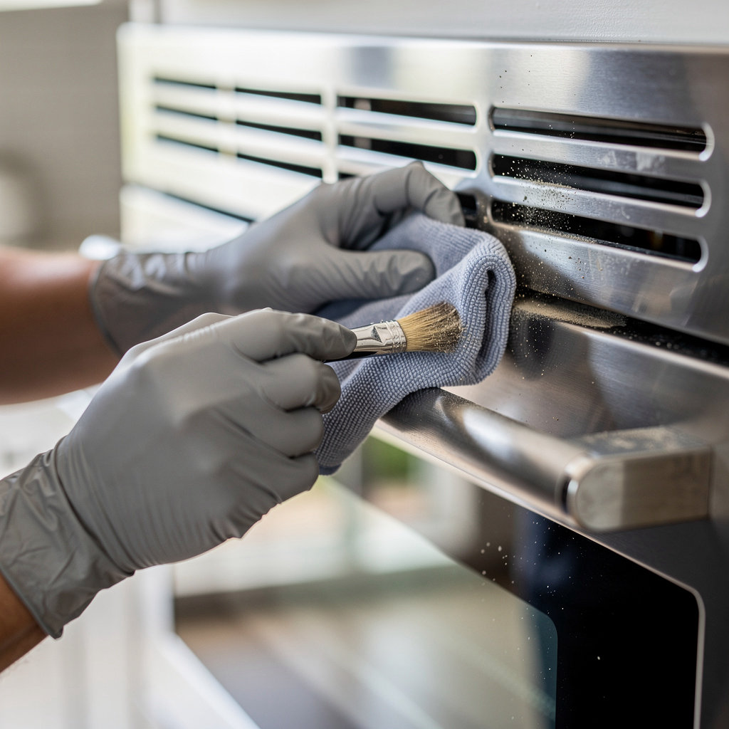 Action Cleaning Corporation San Diego specialist performing detailed upholstery cleaning with professional equipment